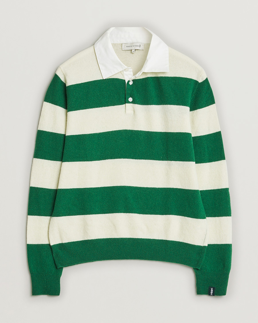 Herre | Pre-owned Trøjer | Pre-owned | Mackintosh Knitted Wool Rugby Sweater Green/White