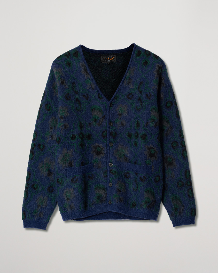 Herre | Trøjer | Pre-owned | BEAMS PLUS Botanical Jacquard Cardigan Navy