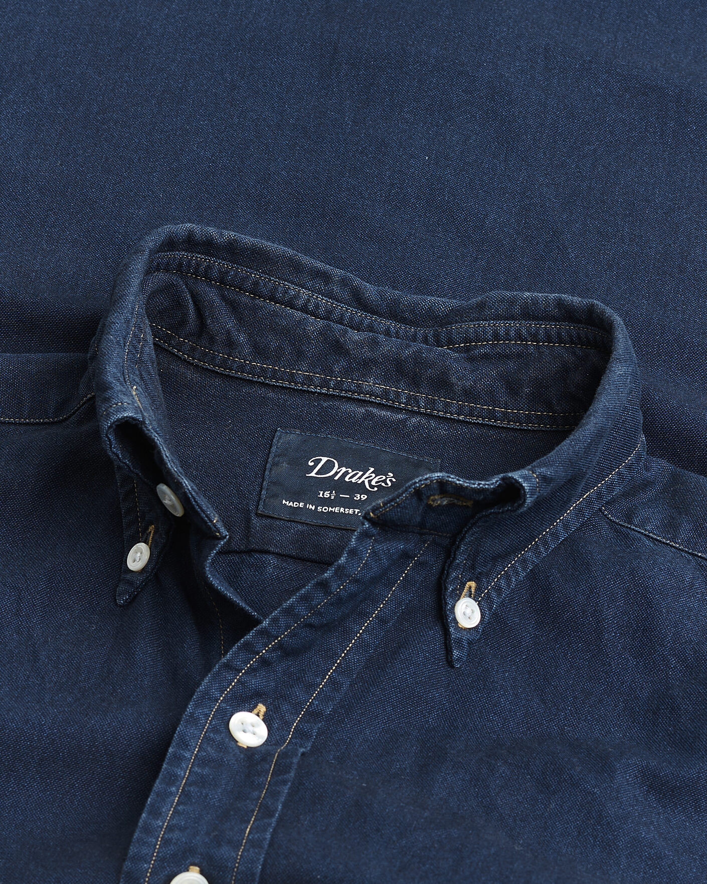 Herre | Pre-owned Skjorter | Pre-owned | Drake's The American Flap B.O Oxford Shirt Navy 15,5(39 - M)