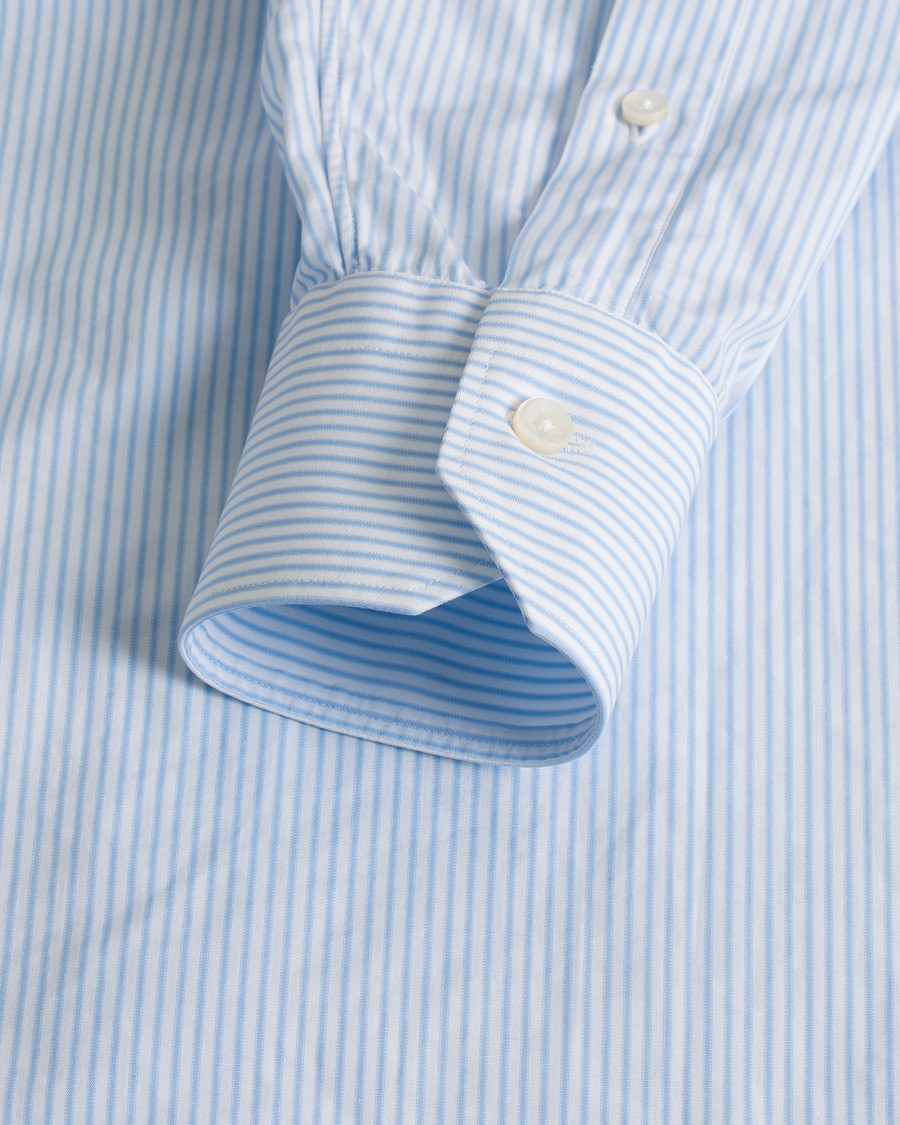 Herre | Ermenegildo Zegna Slim Fit Trofeo Striped Cotton Shirt Light Blue 38 - S | Pre-owned | Ermenegildo Zegna Slim Fit Trofeo Striped Cotton Shirt Light Blue 38 - S