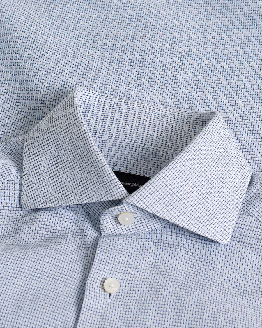 Herre | Ermenegildo Zegna Slim Fit Cotton Blend Shirt Light Blue Check 38 - S | Pre-owned | Ermenegildo Zegna Slim Fit Cotton Blend Shirt Light Blue Check 38 - S