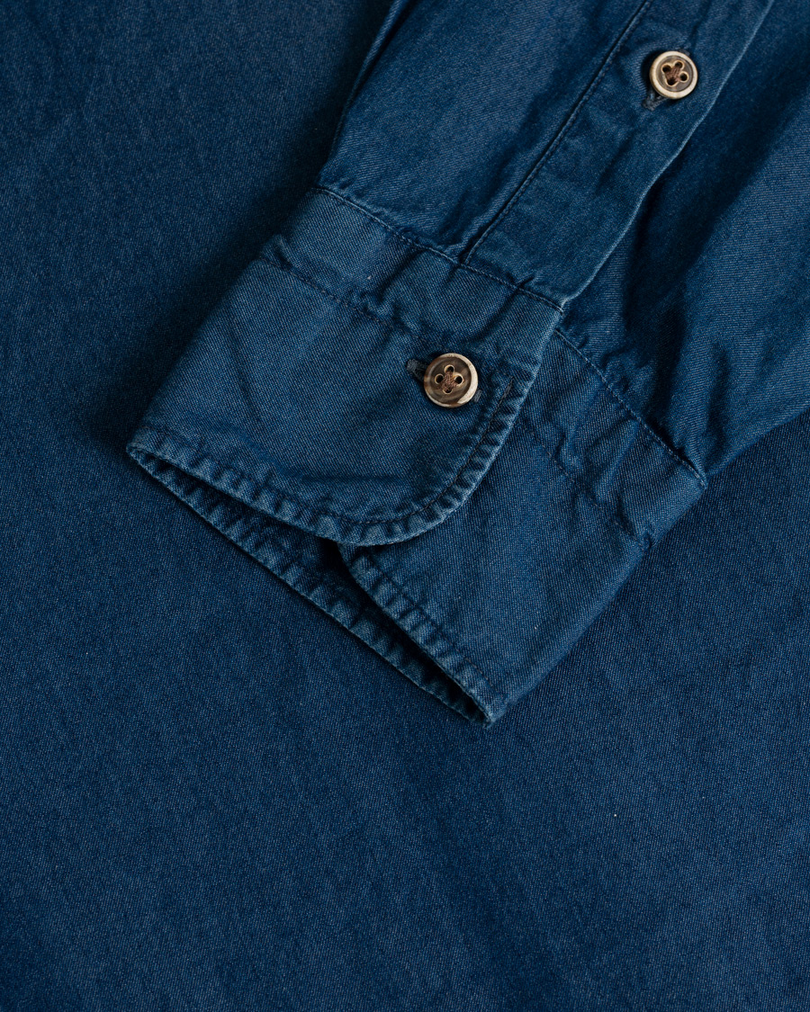 Herre | Barba Napoli Dandylife Denim Slim Fit Shirt Dark Blue 41 - L | Pre-owned | Barba Napoli Dandylife Denim Slim Fit Shirt Dark Blue 41 - L