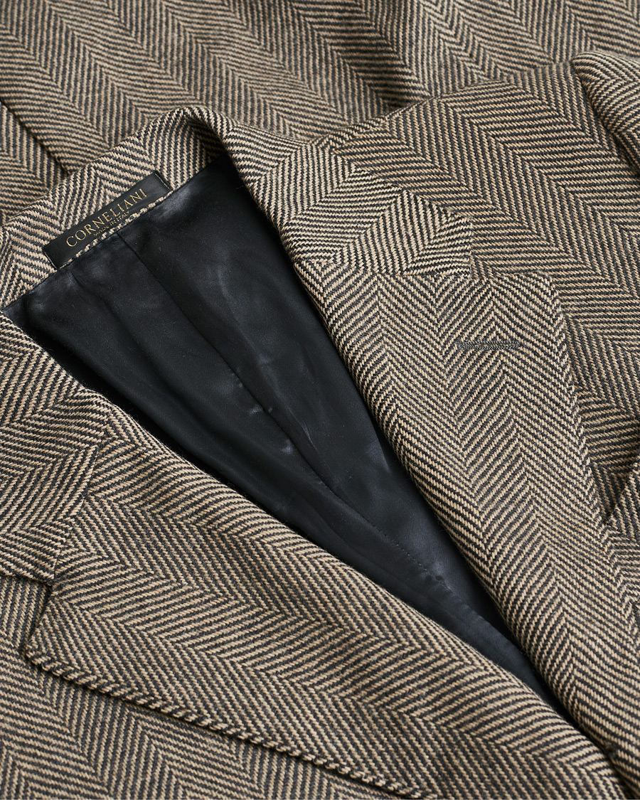 Herre | Pre-owned Jakker | Pre-owned | Corneliani Cashmere Blend Herringbone Coat Brown 46