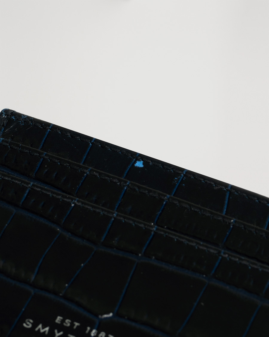 Herre | Smythson Mara Flat Card Holder Navy | Pre-owned | Smythson Mara Flat Card Holder Navy