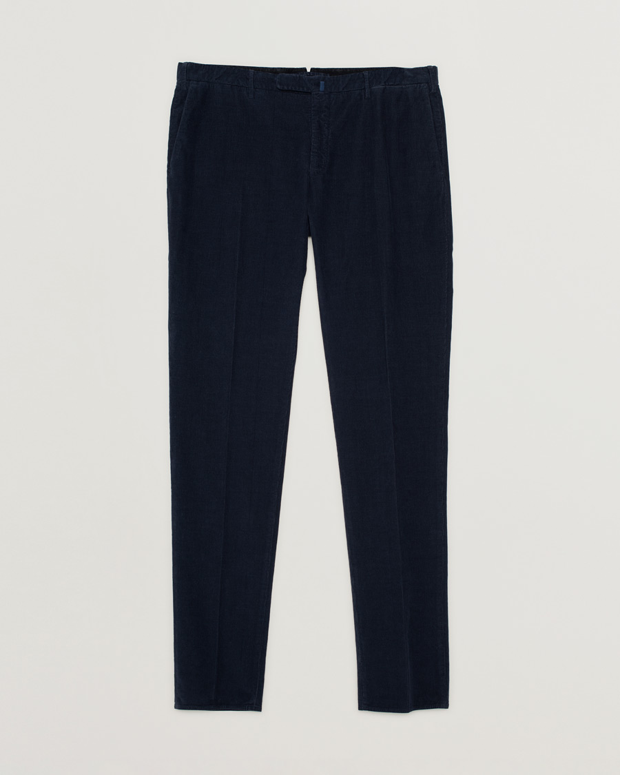 Herre | Bukser | Pre-owned | Incotex Slim Fit Soft Corduroy Trousers Navy