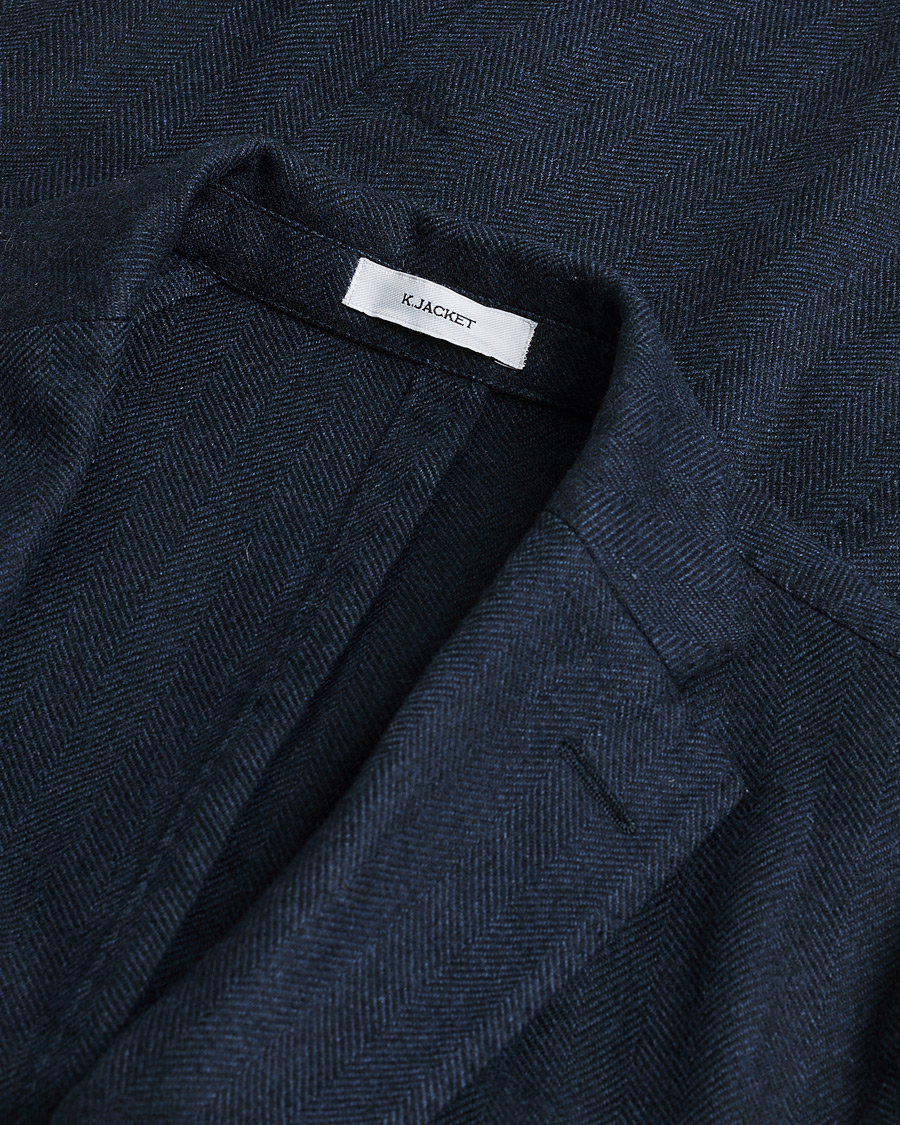 Herre | Pre-owned Blazere | Pre-owned | Boglioli K Jacket Herringbone Wool Blazer Navy 46