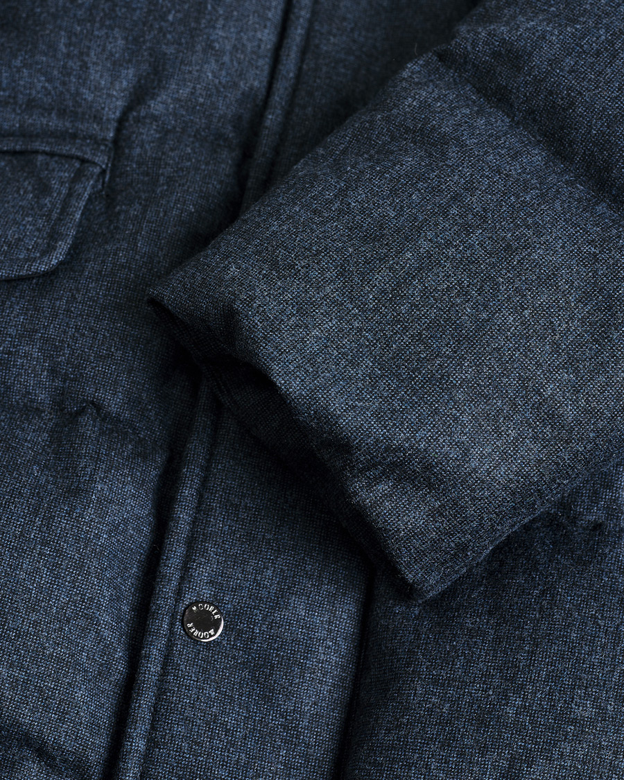 Herre | Pre-owned Jakker | Pre-owned | MooRER Grima Flannel Wool Padded Parka Navy 50