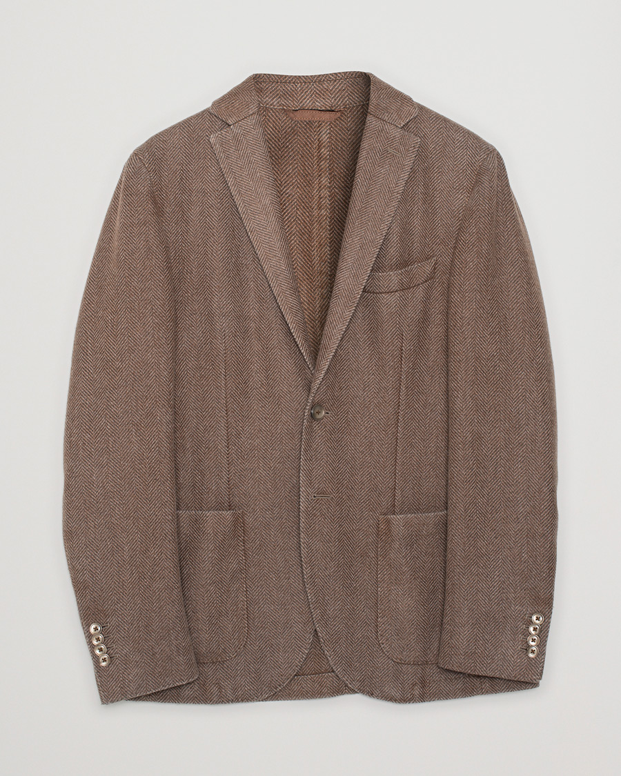 Herre | Pre-owned Blazere | Pre-owned | L.B.M. 1911 Herringbone Wool Blazer Brown 50