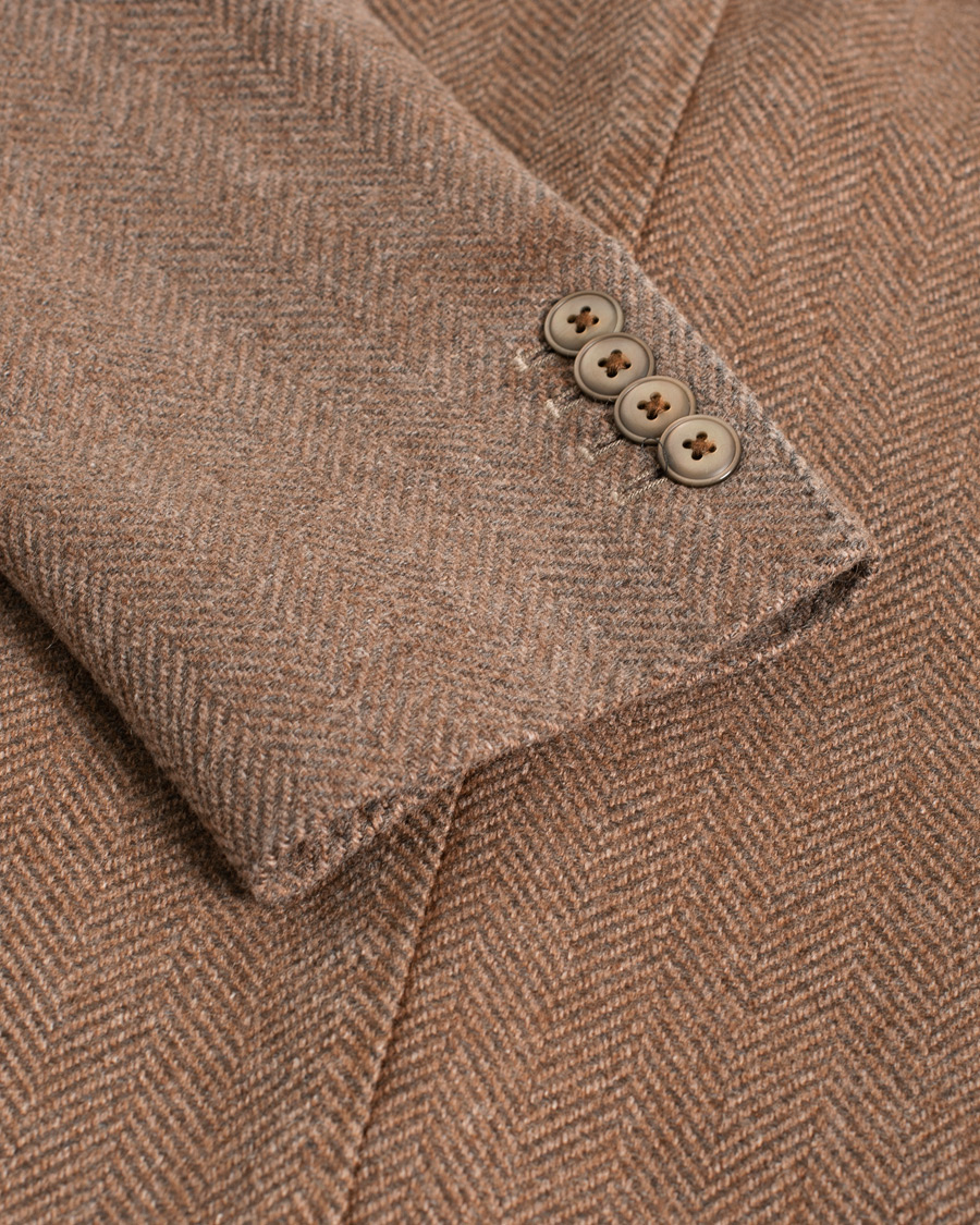 Herre | Pre-owned Blazere | Pre-owned | L.B.M. 1911 Herringbone Wool Blazer Brown 50