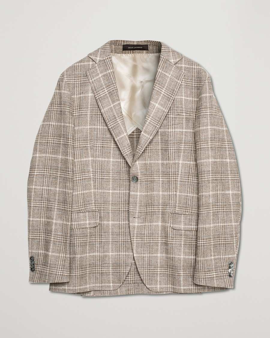 Herre | Blazere & jakker | Pre-owned | Oscar Jacobson Ferry Soft Checked Wool Blazer Beige
