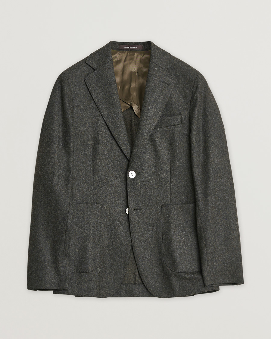 Herre | Pre-owned Blazere | Pre-owned | Oscar Jacobson Edgar Wool Flannel Blazer Brown 44