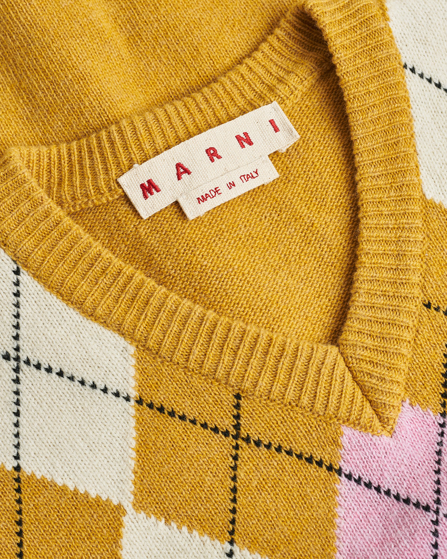 Herre | Pre-owned Trøjer | Pre-owned | Marni Shetland Argyle Knit Vest White/Yellow 48ashmere Hoodie Beige S