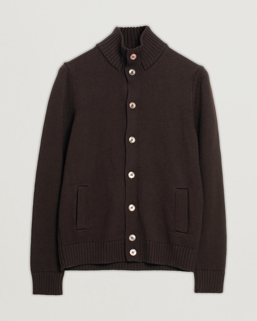 Herre | Trøjer | Pre-owned | Gran Sasso Wool Cardigan Brown 48