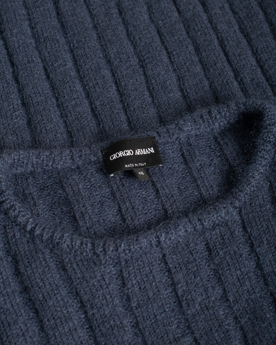 Herre | Trøjer | Pre-owned | Giorgio Armani Rib Stitch Mohair Sweater Navy
