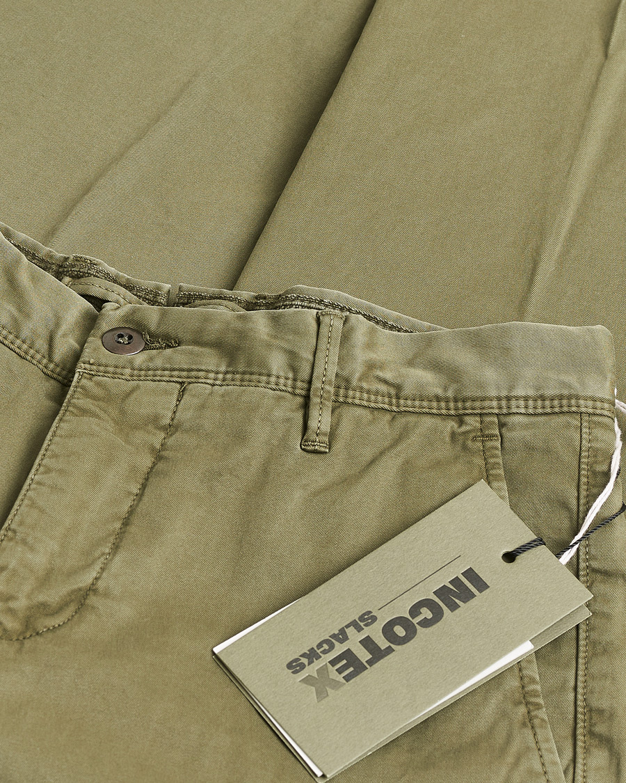 Herre | Pre-owned Bukser | Pre-owned | Incotex Slim Fit Garment Dyed Slacks Olive W29