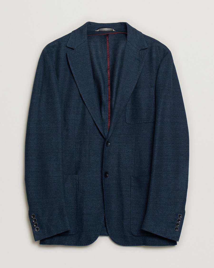 Herre | Pre-owned Blazere | Pre-owned | Canali Linen/Cotton Jersey Blazer Dark Blue