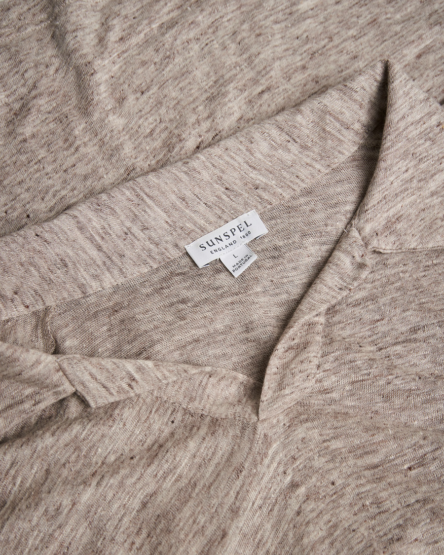 Herre | Polotrøjer | Pre-owned | Sunspel Linen Polo Shirt Oatmeal Melange
