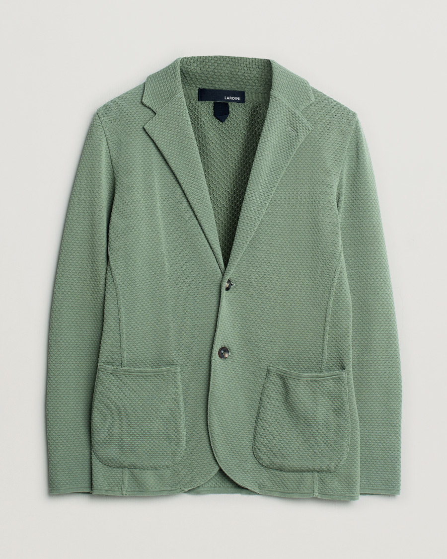 Herre | Lardini Knitted Structure Cotton Blazer Soft Green | Pre-owned | Lardini Knitted Structure Cotton Blazer Soft Green