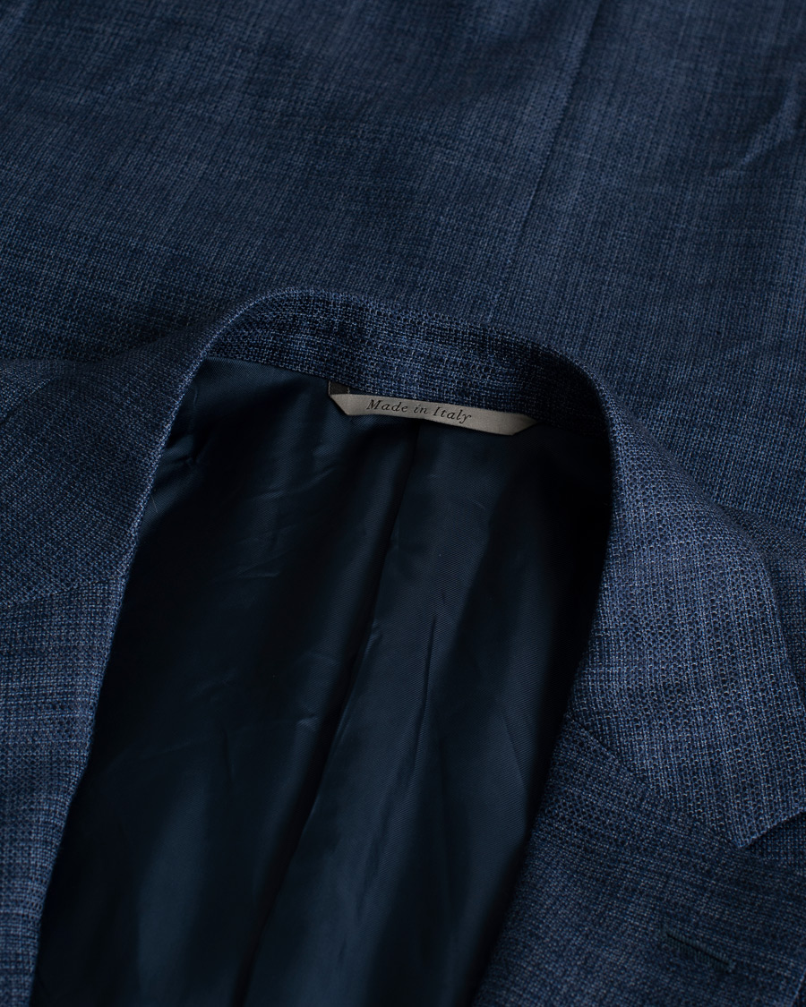 Herre | Canali Wool Silk & Linen Blazer Blue Melange 50 | Pre-owned | Canali Wool Silk & Linen Blazer Blue Melange 50