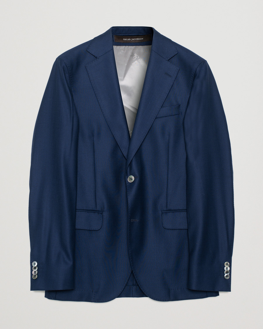 Herre | Blazere & jakker | Pre-owned | Oscar Jacobson Egel Hopsack Wool Blazer Blue 48