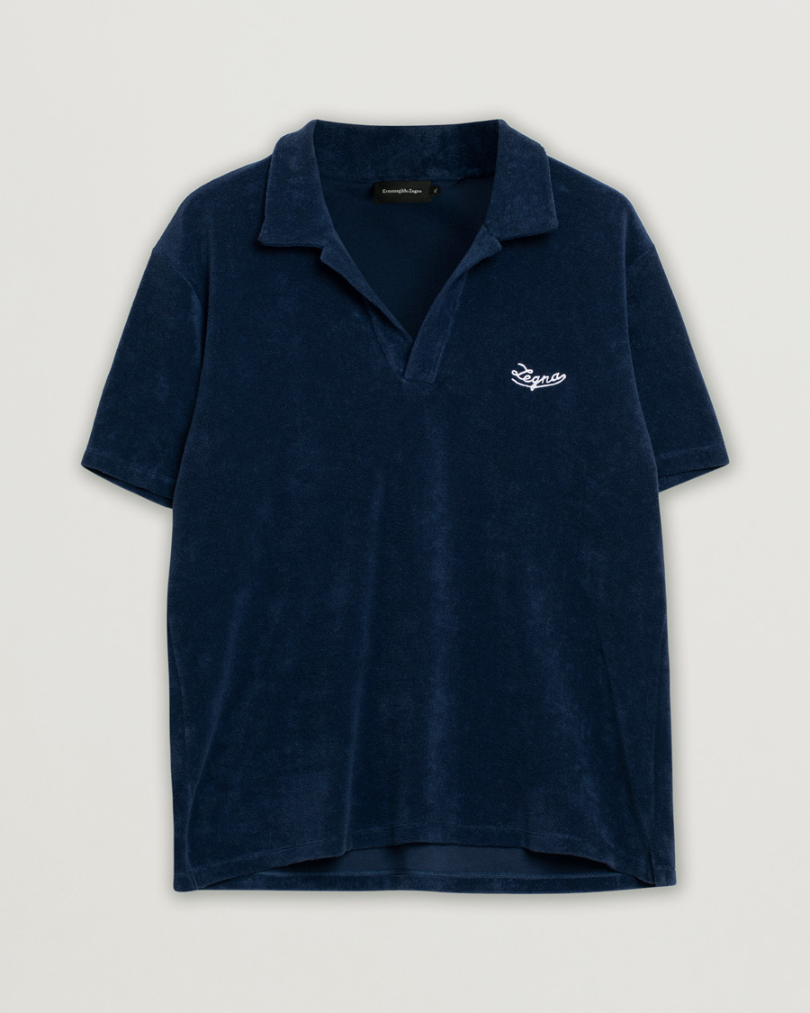 Herre | Nyheder | Pre-owned | Ermenegildo Zegna Short Sleeve Terry Piquet Navy XL