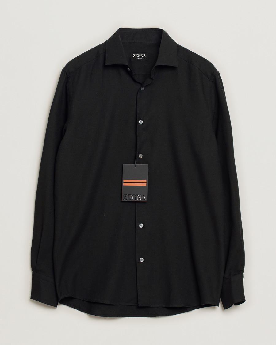 Herre | Zegna Cotton/Cashmere Casual Shirt Black | Pre-owned | Zegna Cotton/Cashmere Casual Shirt Black