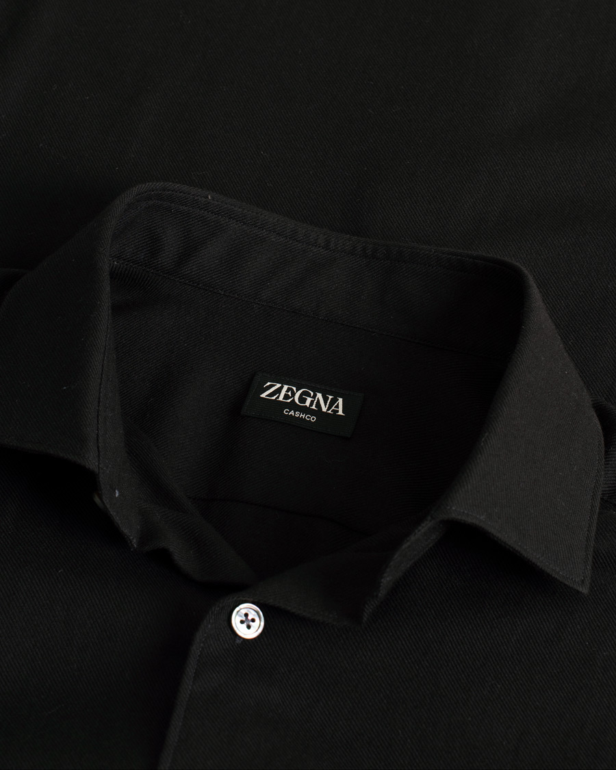 Herre | Zegna Cotton/Cashmere Casual Shirt Black | Pre-owned | Zegna Cotton/Cashmere Casual Shirt Black