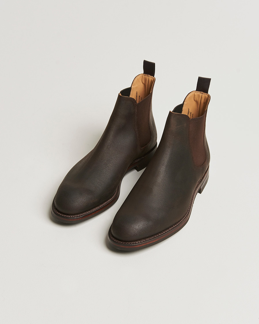 Herre | Pre-owned Randsyede sko | Pre-owned | Crockett & Jones Chelsea 5 Dk Brown Rough-Out Suede UK8,5 - EU42,5