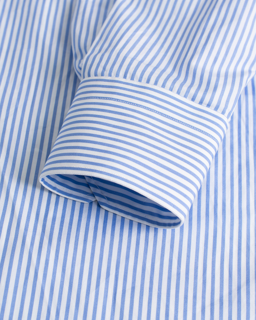 Herre | Kiton Slim Fit Striped Poplin Shirt Light Blue | Pre-owned | Kiton Slim Fit Striped Poplin Shirt Light Blue