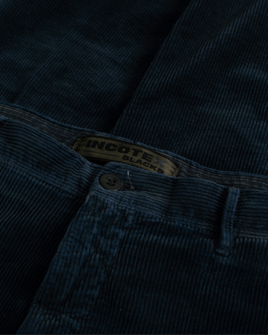 Herre | Incotex Slim Fit Leisure Cord Slacks Navy | Pre-owned | Incotex Slim Fit Leisure Cord Slacks Navy