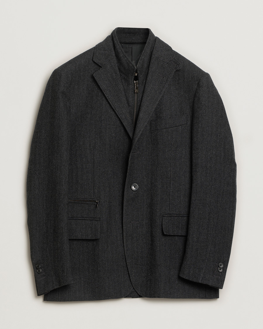 Herre | Pre-owned Jakker | Pre-owned | Corneliani ID Flannel Blazer Grey Melange 48