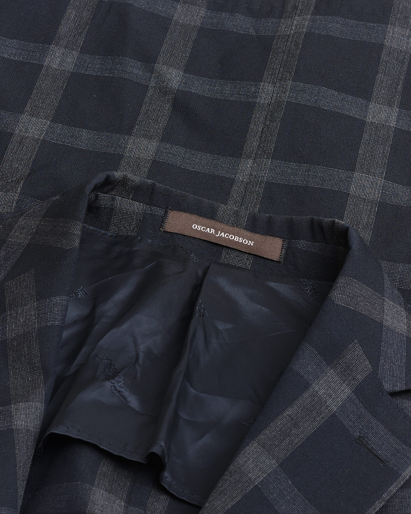 Herre | Pre-owned Blazere | Pre-owned | Oscar Jacobson Epic Checked Wool Blazer Blue 52