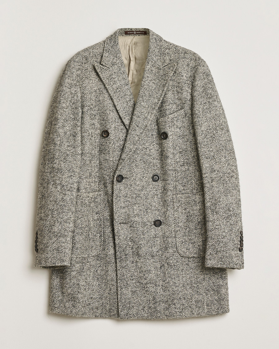 Herre | Pre-owned Jakker | Pre-owned | Morris Double Breasted Herringbone Wool Coat Grey 52