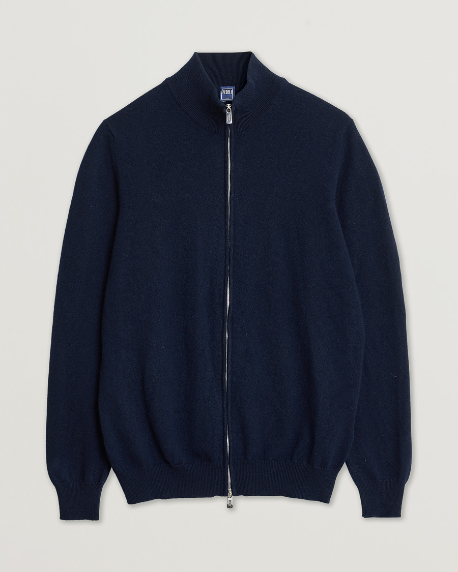 Herre | Pre-owned Trøjer | Pre-owned | Fedeli Cashmere Full Zip Navy 48