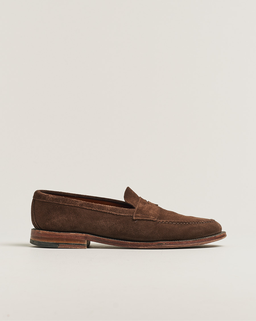 Herre | Alden 6245F Unlined Leisure Handsewn Penny Loafer Dark Brown Suede US10 - EU44 | Pre-owned | Alden 6245F Unlined Leisure Handsewn Penny Loafer Dark Brown Suede US10 - EU44