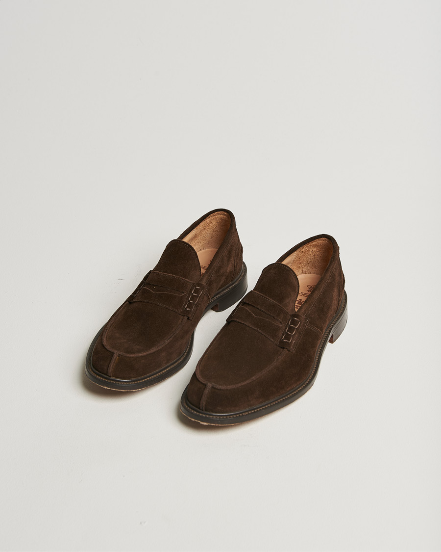 Herre | Tricker's James Penny Loafers Chocolate Suede | Pre-owned | Tricker's James Penny Loafers Chocolate Suede