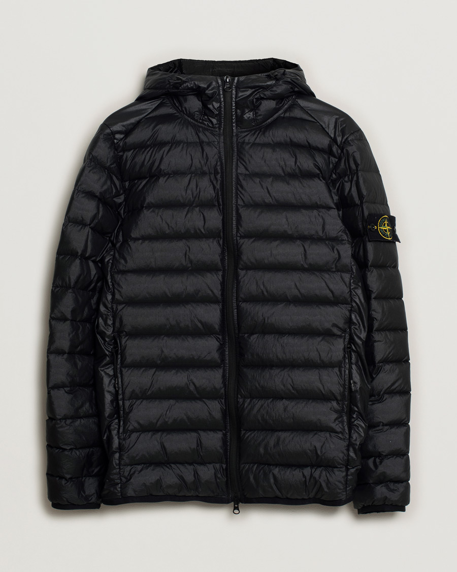 Herre | Stone Island R-Nylon Hooded Down Jacket Black | Pre-owned | Stone Island R-Nylon Hooded Down Jacket Black