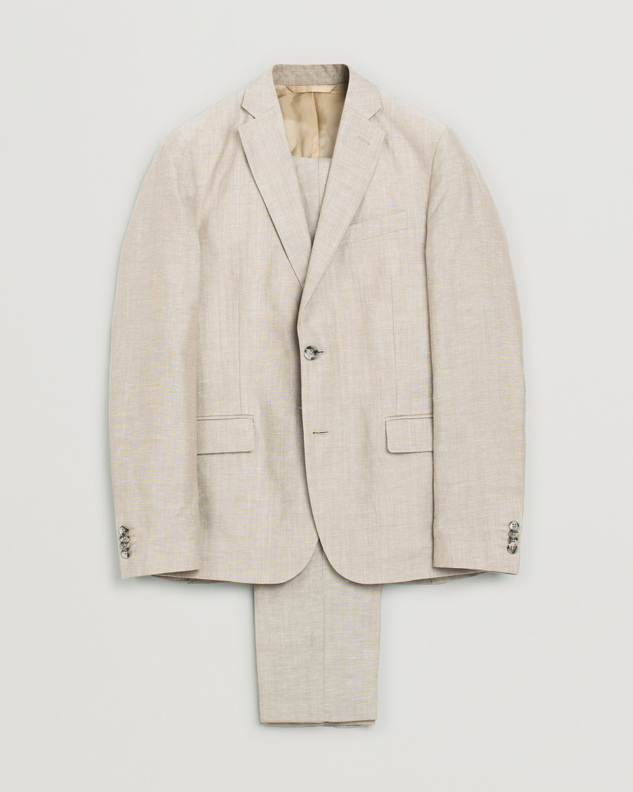 Herre | J.Lindeberg Linen/Wool Suit Beige 48 - 46 | Pre-owned | J.Lindeberg Linen/Wool Suit Beige 48 - 46