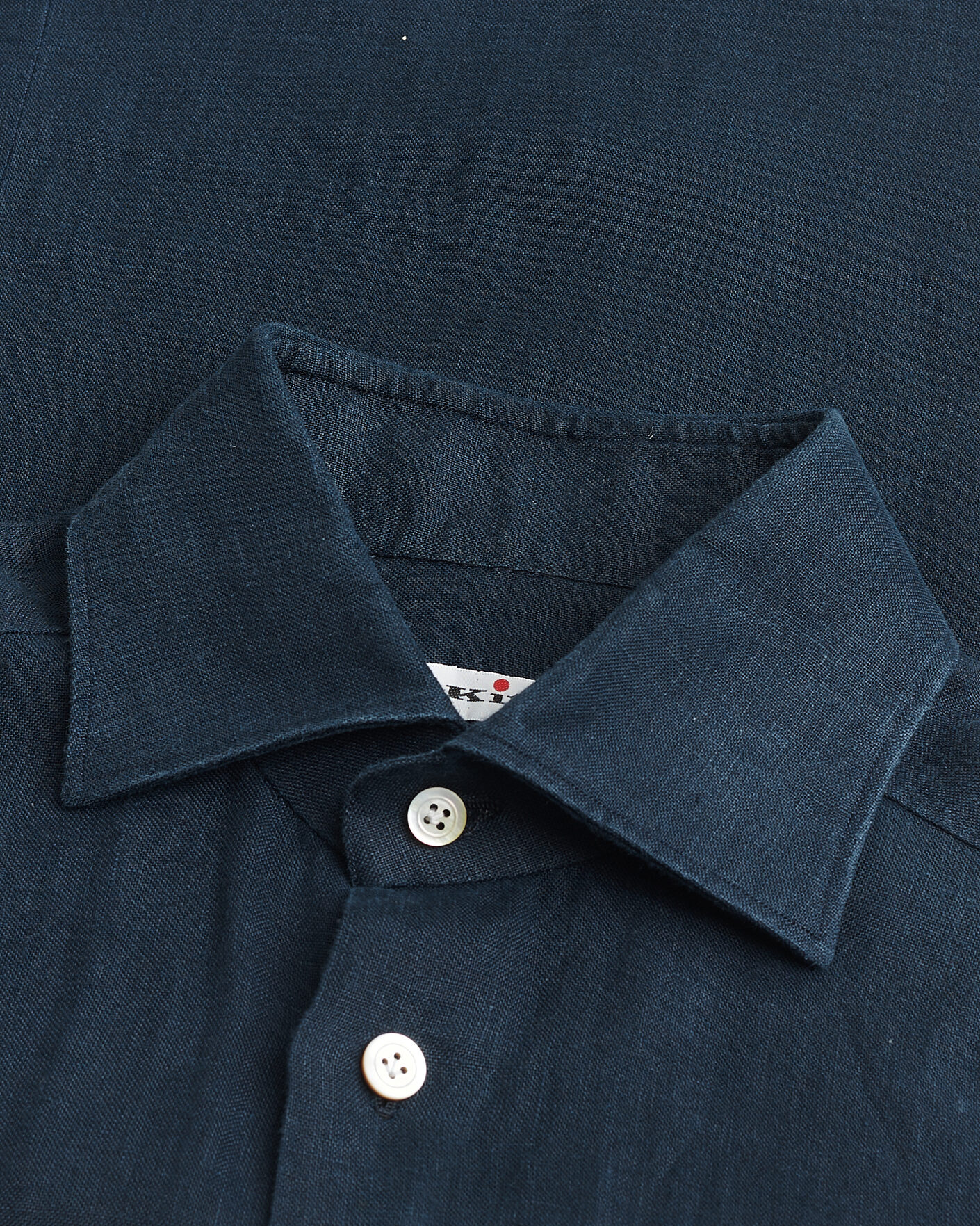 Herre | Pre-owned Skjorter | Pre-owned | Kiton Linen Sport Shirt Navy 38 - S