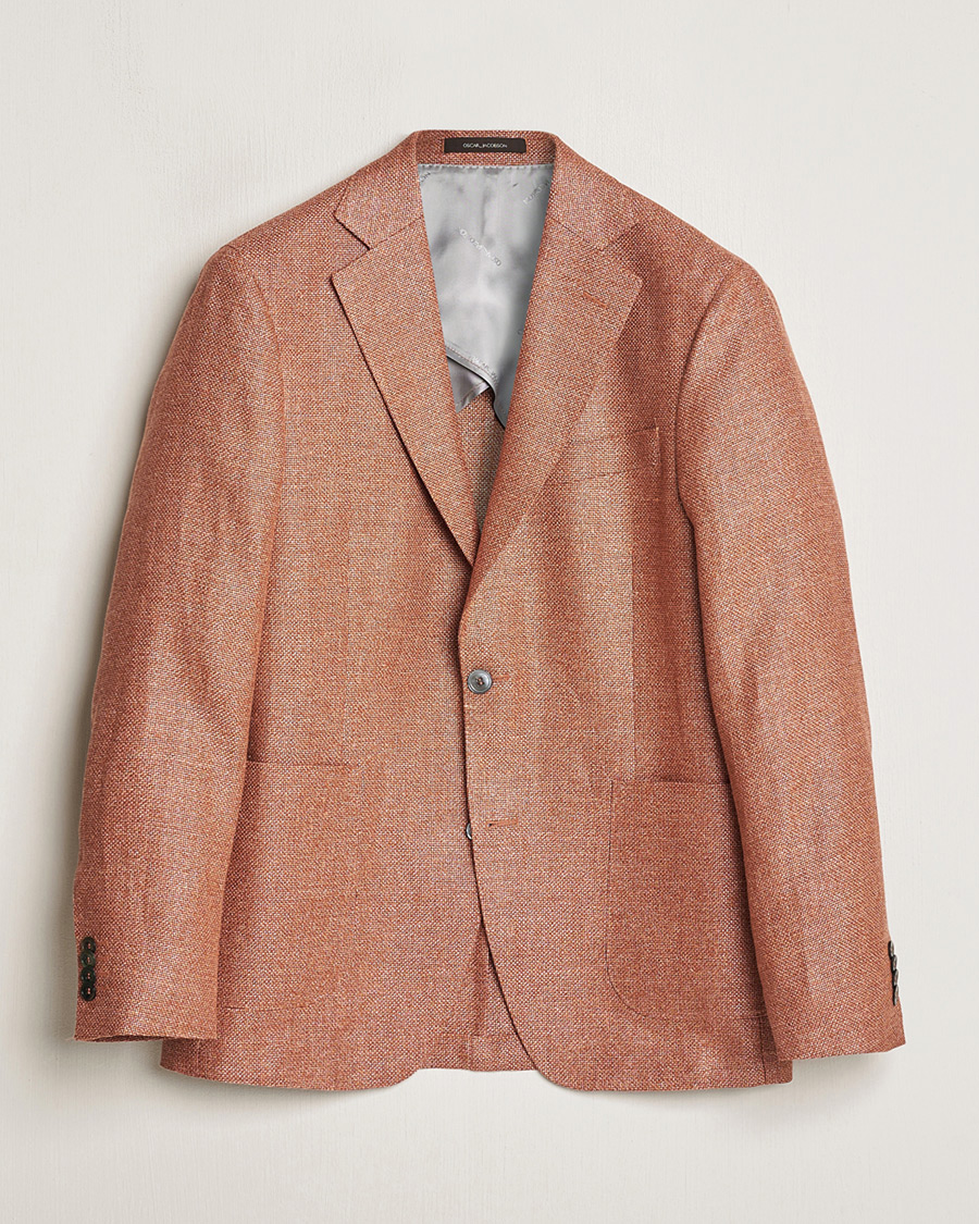 Herre | Pre-owned Blazere | Pre-owned | Oscar Jacobson Ferry Hopsack Hemp/Wool Blazer Orange 54