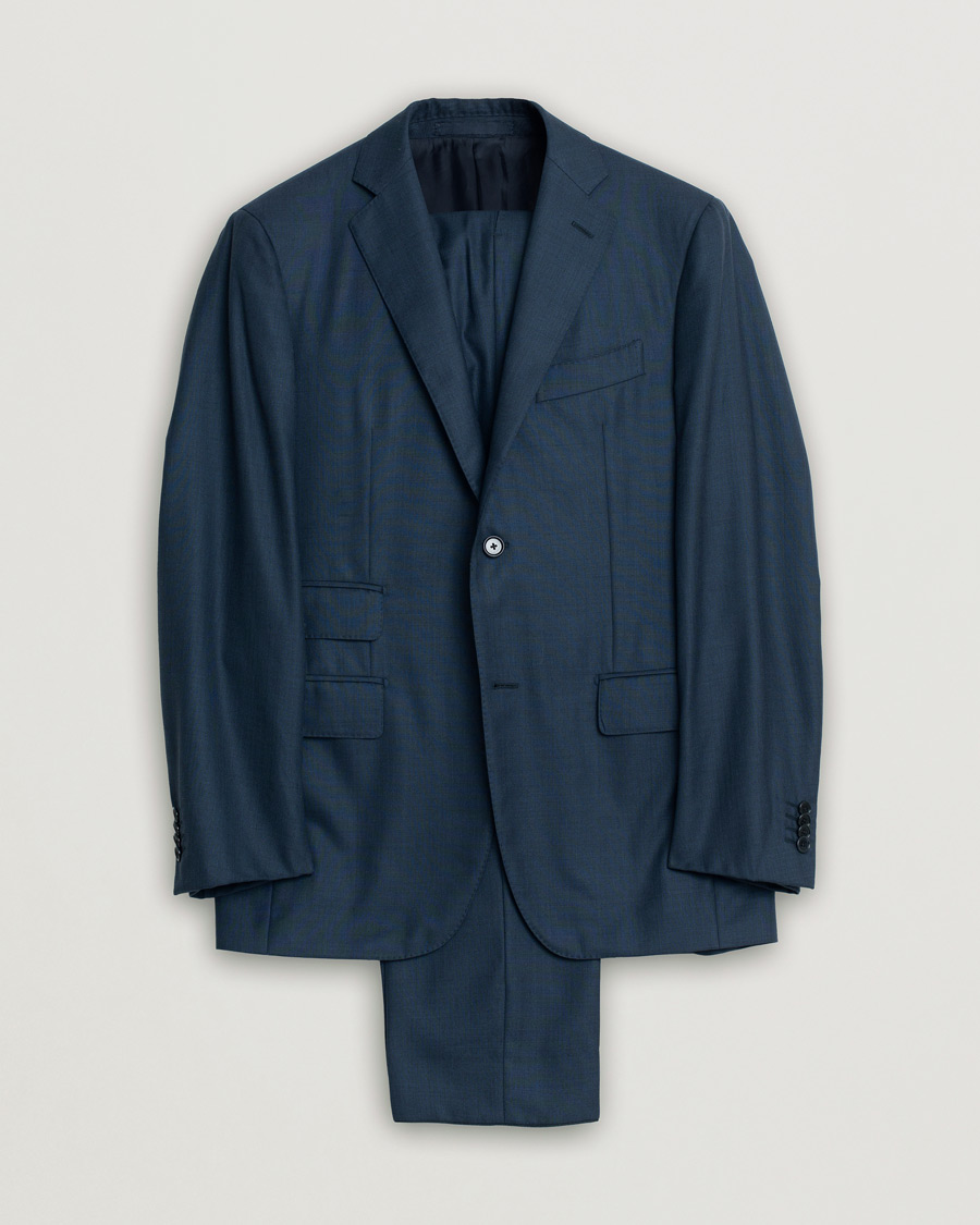 Herre | Pre-owned Jakkesæt | Pre-owned | Caruso Check Wool Suit Navy 46