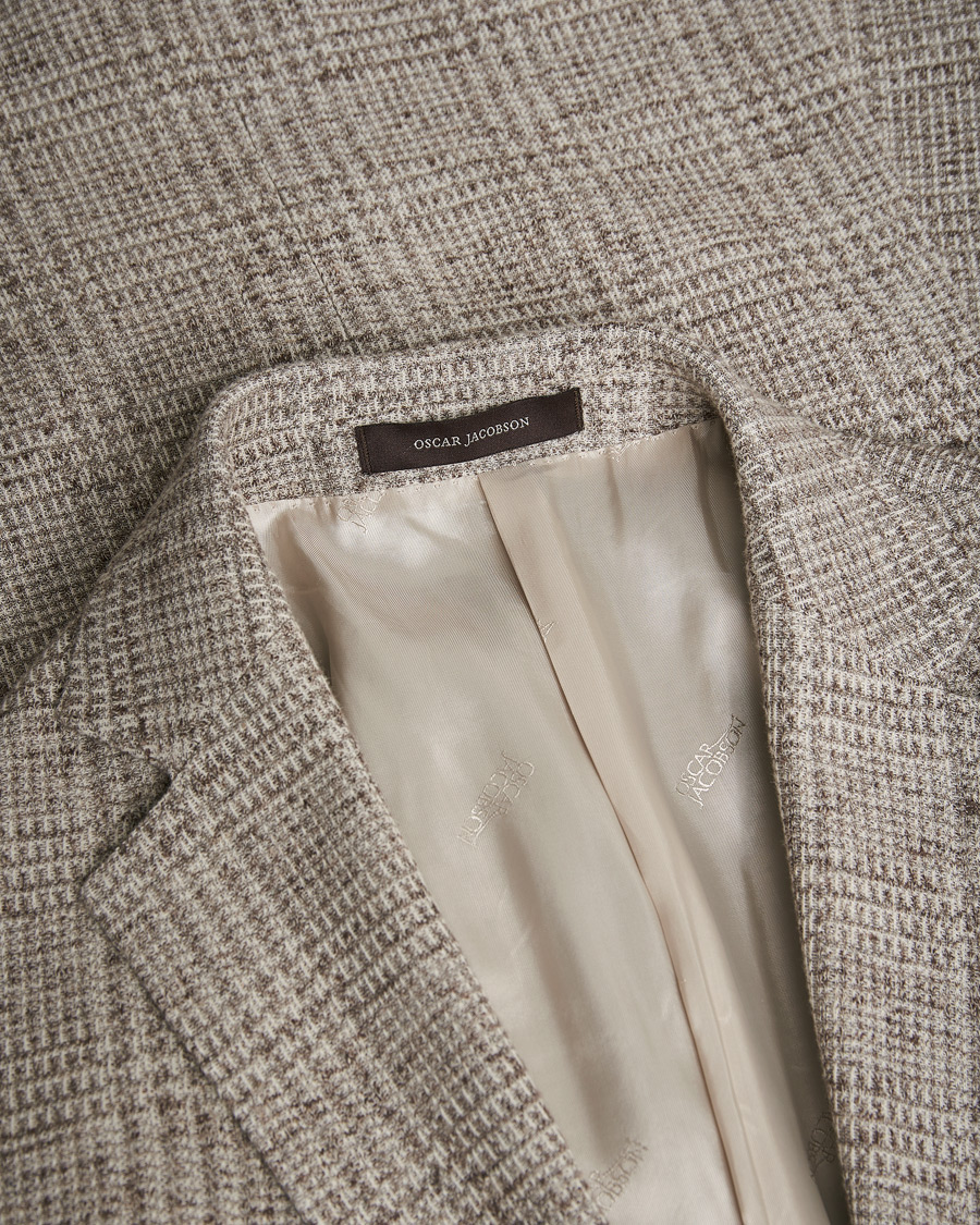 Herre | Oscar Jacobson Jan Soft Checked Cotton/Linen Blazer Grey 152 | Pre-owned | Oscar Jacobson Jan Soft Checked Cotton/Linen Blazer Grey 152