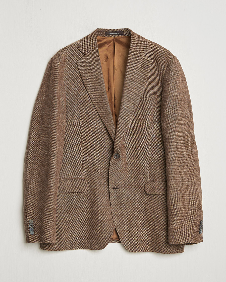 Herre | Oscar Jacobson Ego Linen/Wool Blazer Brown 52 | Pre-owned | Oscar Jacobson Ego Linen/Wool Blazer Brown 52