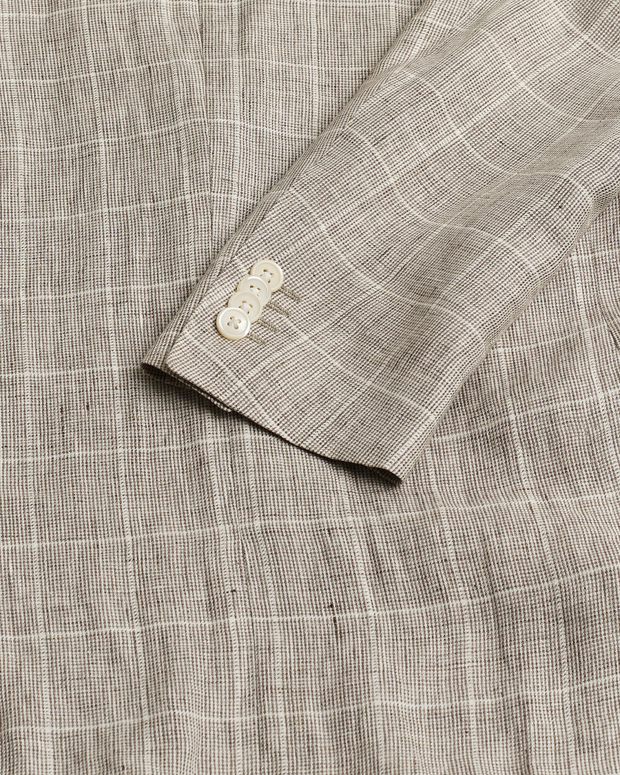 Herre | Pre-owned Blazere | Pre-owned | Corneliani Linen Blazer Light Beige Check 48