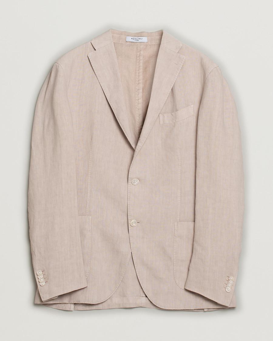 Herre | Boglioli K Jacket Linen Blazer Light Beige | Pre-owned | Boglioli K Jacket Linen Blazer Light Beige