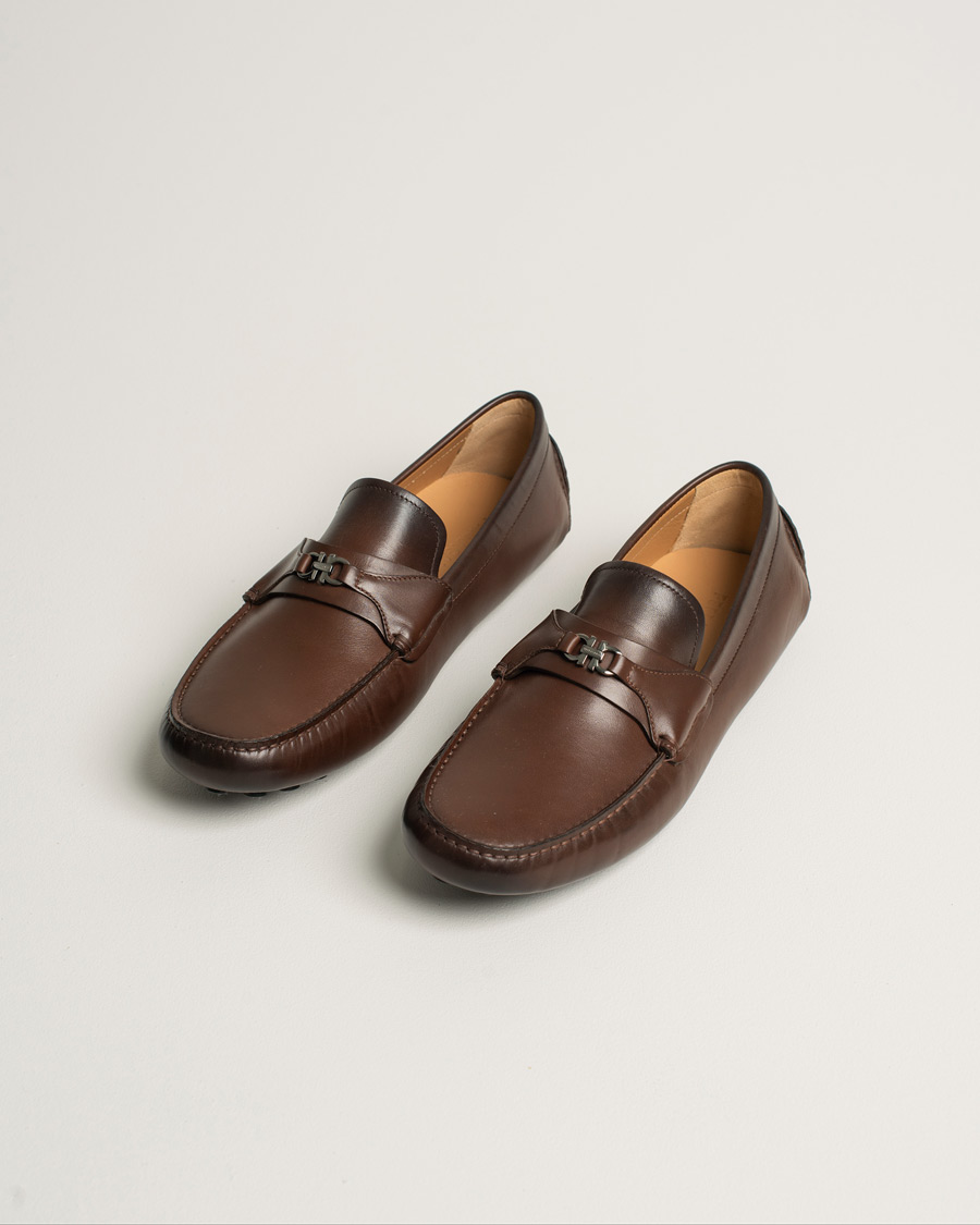 Herre | Ferragamo Driver Gancini Ornament Brown Calf UK8,5 - EU42,5 | Pre-owned | Ferragamo Driver Gancini Ornament Brown Calf UK8,5 - EU42,5