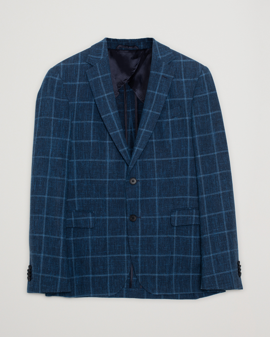 Herre | Hugo Boss Nobis Checked Blazer Dark Blue 46 | Pre-owned | Hugo Boss Nobis Checked Blazer Dark Blue 46