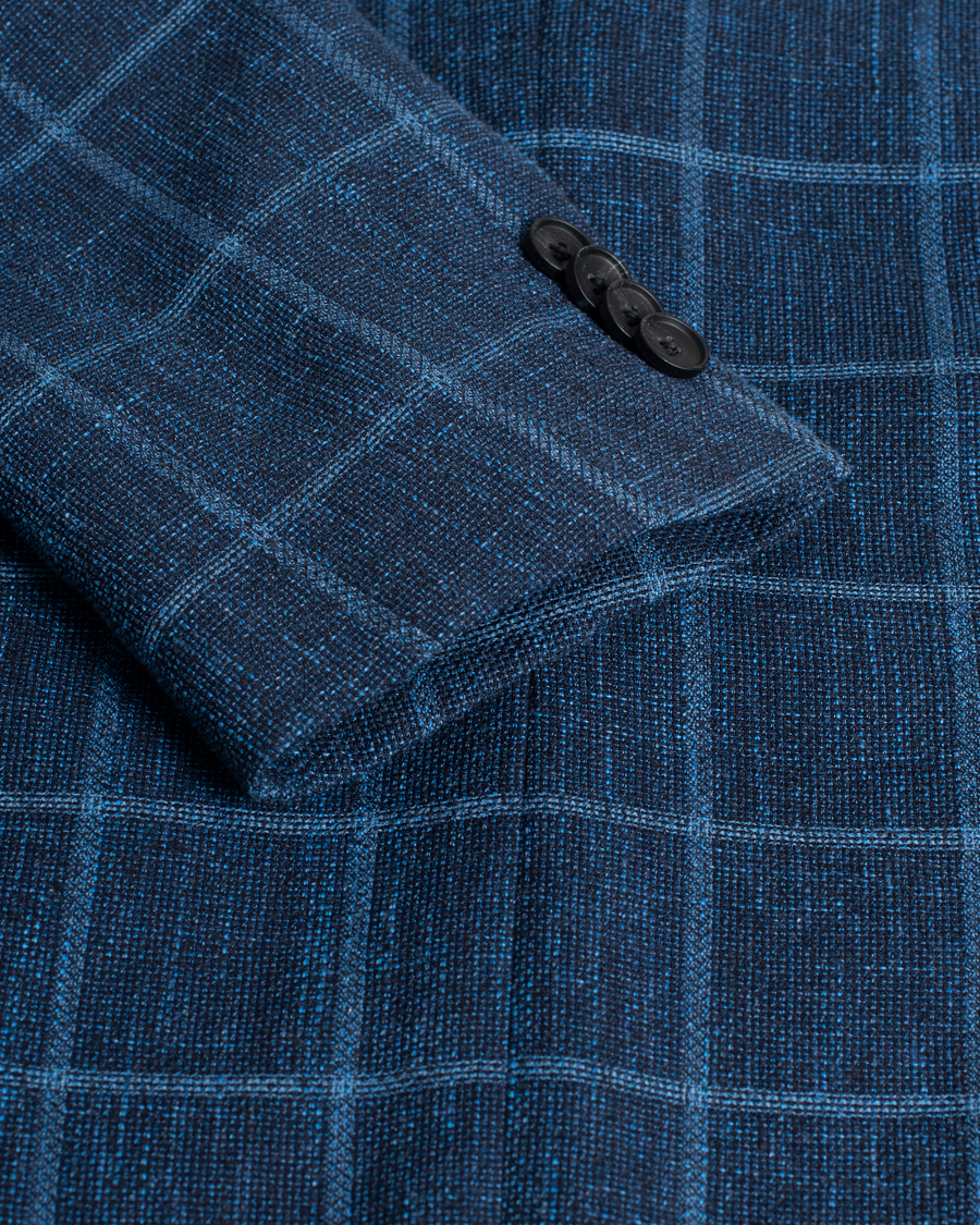 Herre | Hugo Boss Nobis Checked Blazer Dark Blue 46 | Pre-owned | Hugo Boss Nobis Checked Blazer Dark Blue 46