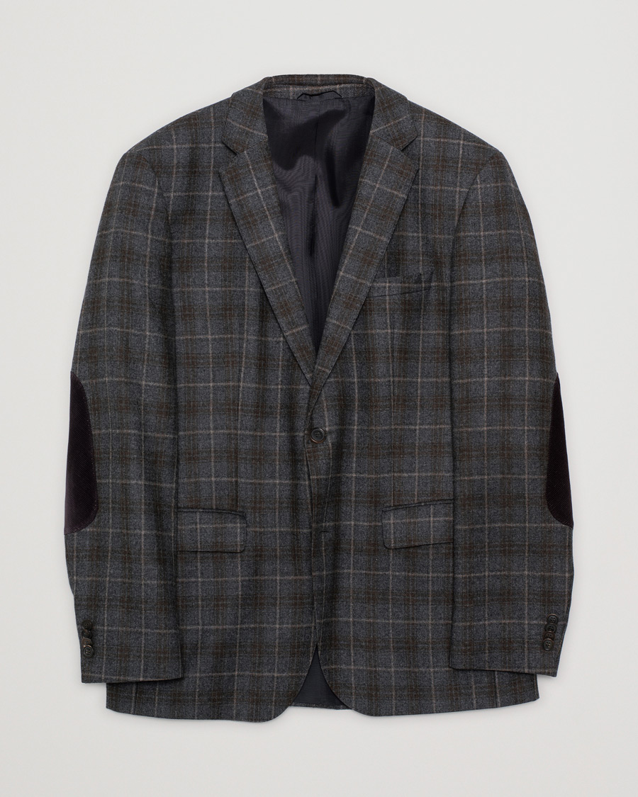 Herre | Pre-owned Blazere | Pre-owned | BOSS The Smith Checked Vitgin Wool Blazer Brown 50