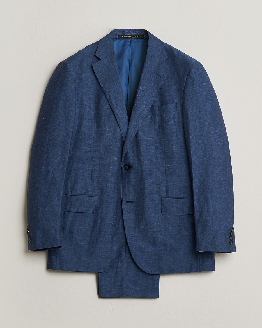 Herre | Pre-owned Jakkesæt | Pre-owned | Corneliani Linen/Wool Blend Suit Blue 52